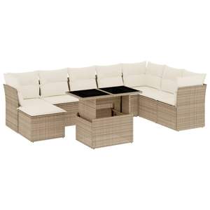 Conjunto de Sofás Modulares Grandes de Ratán Sintético PE Beige para Jardín, Muebles de Jardín Modulares Cómodos - Product Image 2