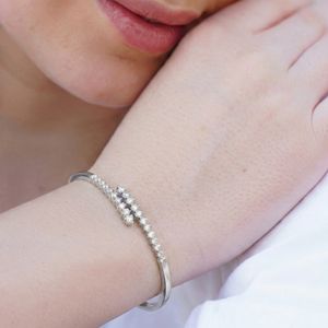 Pulsera Clásica de Plata de Ley Chapada en Oro Rosa con Motivo de Corazón y Diamante Cultivado en Laboratorio para Mujer, Regalo de Aniversario y Ocasiones Festivas - Product Image 1