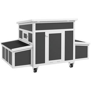 Pollaio in Legno Grigio Scuro Tipo H con Nido, Nuovo, Capacità 6 Galline, Gabbia Automatica per Animali - Product Image 1