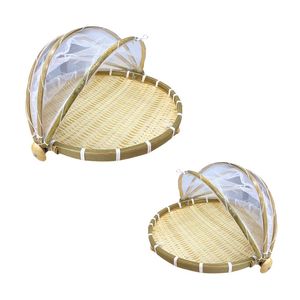 Premium Vietnamese BAMBOO <b>TRAY</b> with Mesh Net Lid Handmade Food Display <b>Tray</b> Serving <b>Tray</b> Home Decor - Product Image 1
