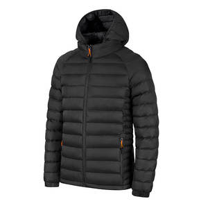 Veste coupe-vent en toile pour homme, mélange polyester/coton, avec capuche, fermeture éclair sur le devant, couleur unie, rembourrage épais - Product Image 1