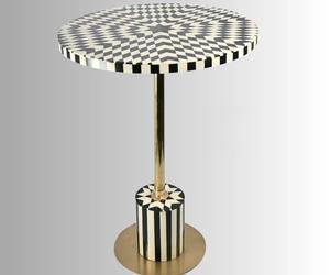 Table à tiroirs ILAHI avec incrustation de os et support en laiton, design moderne, détails en agate, rangement à trois niveaux, meuble portable pour la maison - Product Image 4