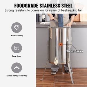 Estrattore di miele elettrico in acciaio inox 2/4 telai miele regolabile supporto apiario attrezzatura centrifuga tamburo a nido d'ape - Product Image 4