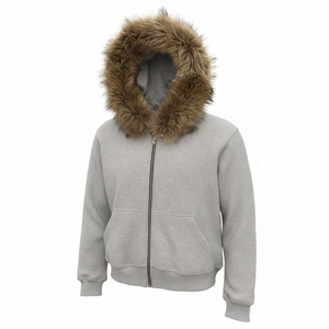 Sudadera con Capucha para Hombre, Color Borgoña, 100% Algodón, Tejido de Punto, con Ribete de Piel, Diseño de Bolsillo con Estampado Personalizado - Product Image 2