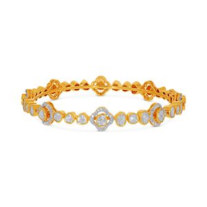 Elegant 14k Yellow Gold Lab Grown Diamond Brilliant Cut Women's Classic <b>Bangle</b> <b>Bracelet</b> Intricate Openwork Lattice Design - Product Image 2