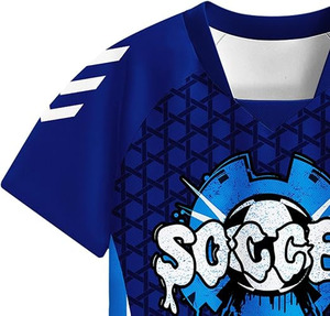Wholesale Custom Children <b>Soccer</b> Football Uniform Uniforms for Kids Sublimated Print Blue - Product Image 6