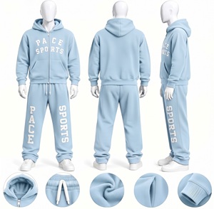 Conjunto deportivo de forro polar grueso para hombre, color gris carbón, gris oscuro, con logotipo personalizado, sudadera con capucha y cremallera completa, pantalones deportivos, venta al por mayor - Product Image 2