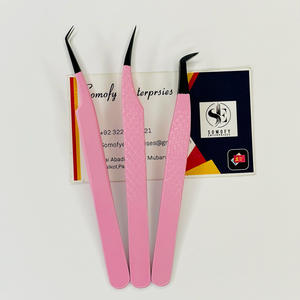 Pince à épiler professionnelle en acier inoxydable de précision à pointe noire durable à 90 degrés, couleur rose, pour cils volumineux et faux cils - Product Image 5