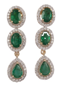 Natural <b>Emerald</b> Lab Grown CVD Diamond Set Necklace <b>Earring</b> <b>Studded</b> 9K Yellow Gold IGI Certified Luxury Jewelry Engagement Gift - Product Image 2