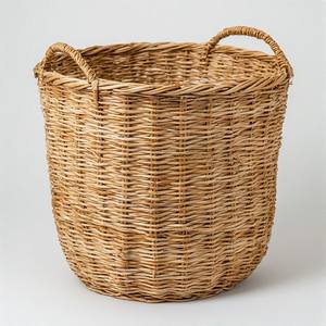 Panier rond en jonc de mer naturel de qualité supérieure, conçu pour un rangement polyvalent dans les espaces résidentiels - Product Image 6