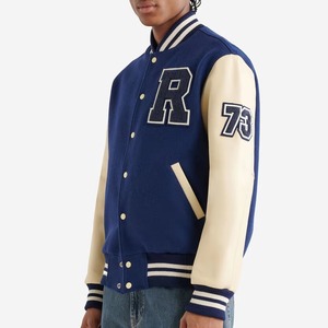 New Trendy Lettermen Bomber <b>Jacket</b> 100% Wool/Polyester/Cotton Canvas Casual Winter Front Logo Customizable Fabric <b>Fleece</b> <b>Lining</b> - Product Image 2