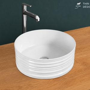 SIGMA Lavabo de salle de bain rond moderne de 12 L avec robinet et égouttoir - Product Image 3