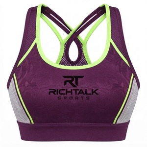 Sujetador deportivo para mujer con tirantes cruzados, cuello redondo, panel de malla transpirable, alta sujeción, secado rápido, ropa deportiva de spandex - Product Image 4