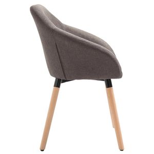 Juego de 4 sillas de comedor de poliéster color topo y madera maciza, tamaño estándar - Product Image 5
