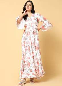 เดรสยาวปักลายคอวีแขนยาวผ้าฝ้ายสำหรับผู้หญิงฤดูร้อน  เดรสยาวลายเครื่องบินวินเทจสำหรับผู้หญิง ไซส์ S-5XL ไซส์พลัส - Product Image 4