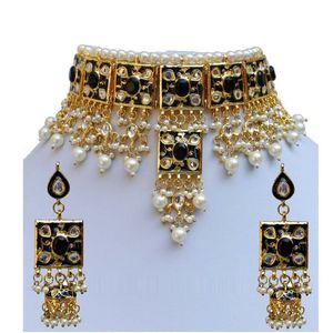 Indian Classic Women's Choker Wedding Engagement Anniversary Party Green Traditional Crystal Kundan Faux Pearl Alloy Gold <b>Gift</b> - Product Image 1