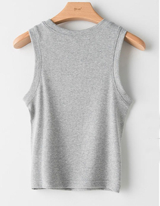 KAALS INDUSTRIES OEM Top Corto Sin Costuras Elástico de Lona para Mujer Estilo Hip Hop al por Mayor, Camiseta sin Mangas de Punto Acanalado Lisa Casual - Product Image 2