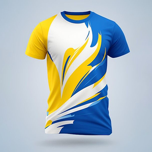 เสื้อเจอร์ซีย์แขนสั้นพิมพ์ลายซับลิเมชั่นสีขาวและเหลืองคอวีสำหรับผู้ชาย-เส้นสายเรียบง่าย โดดเด่นสะดุดตา: เรียบง่าย สปอร์ตตี้ ห้ามพลาด - Product Image 2