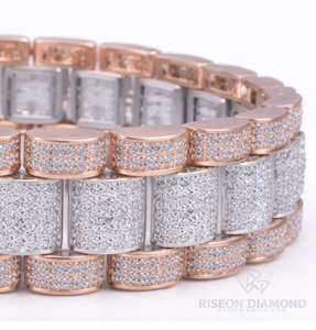 Premium crown link <b>bracelet</b> micro pave diamonds 18K design secure box clasp everyday luxury wear high end fashion jewelry piece - Product Image 4