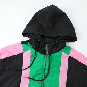 Veste coupe-vent noire à demi-zip, grande taille, imperméable, en microfleece léger, à capuche, style streetwear d'hiver, imprimée - Product Image 4