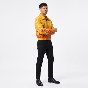 Blouson Bomber en Cuir pour Homme Dumela, Imprimé Flamme, Style Moto, Col Rabattu, Fermeture Éclair, Coupe Classique Automne - Product Image 3