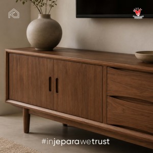 Modern Solid Wood TV Console <b>Cabinet</b> Minimalist Scandinavian Design 5 Compartments 2 Drawers Living Room Apartment Hotel - Product Image 2