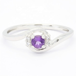Bague de fiançailles classique en argent sterling plaqué rhodium avec pierre de naissance de février, améthyste violette, bijoux de mode - Product Image 6