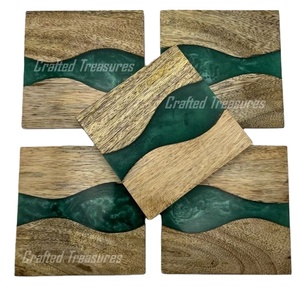 Best Selling Handmade Luxurious Epoxy Resin Wood Beermat <b>Tabletop</b> Dining Decorative Placemats Modern Style Elegant Coasters - Product Image 2