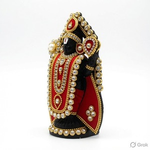 Venkateswara Tirupati Balaji & Padhmavathi Handmade Fabric Hanging <b>Ornament</b> Embroidered Design Factory Direct - Product Image 1