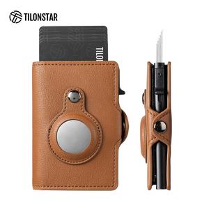 TILONSTAR TC126 Nouveau produit : Portefeuille tendance en cuir avec étui en aluminium escamotable, porte-cartes RFID et emplacement pour AirTag - Product Image 3