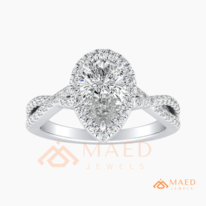 925 Sterling Silver Pear Cut Halo Engagement <b>Ring</b> Women Twisted <b>Split</b> Shank Pave Band American Diamond CZ Wedding <b>Ring</b> - Product Image 5
