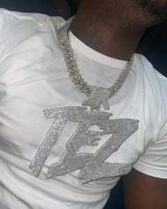 Colgante de Moissanita Personalizado, Plata de Ley 925, Estilo Hip Hop, con Nombre o Logotipo, Incrustaciones de Diamantes VVS 3D, Colgante con Letra de Moissanita - Product Image 1