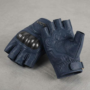 Guantes de Motocicleta de Cuero Genuino, Medios Dedos, con Protección de Pantalla Táctil, para Gimnasio, Ciclismo, Pesca, Transpirables, Resistentes al Viento, Anti-UV, con Hebilla - Product Image 3