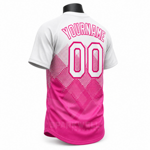 Maillot de volley-ball personnalisé unisexe blanc et rose dégradé, manches courtes, sublimé, anti-humidité, séchage rapide, coupe classique, pour équipe adulte - Product Image 2