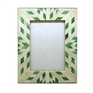 Cadre photo artisanal de luxe en bois massif et incrustations en os, style moderne minimaliste vintage bohème, décoration intérieure, cadeau artisanal - Product Image 2