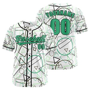 Maillot de baseball personnalisé avec logo, 100 % polyester, col en V, manches courtes, respirant, couleurs contrastées, vente en gros, vierge, unisexe, séchage rapide - Product Image 1