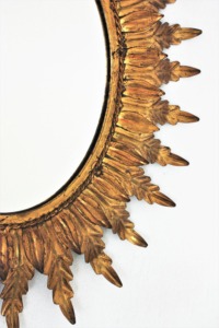 <b>Oval</b> Wooden <b>Mirror</b> With Leaf Design Handmade Traditional Wall Decor - Product Image 3