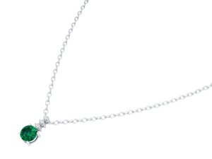 Colliers pendentifs en or blanc 14 carats de qualité supérieure REYES avec moissanite certifiée GRA et émeraude, prix de gros - Product Image 2