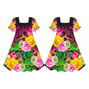 Vestido Mumu con Estampado Floral, Mangas Cortas, Vestido para Mujer, Diseño Personalizado, Vestido Mumu con Estampado Floral, Vestido para Mujer Talla Grande, Venta al por Mayor - Product Image 4