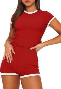 Ensemble deux pièces décontracté pour femme en polyester lavé uni, doux et confortable, avec haut et short assortis, respirant, idéal pour la maison - Product Image 3