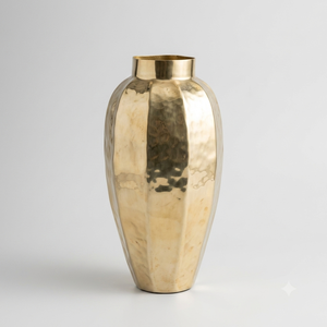 Vase en métal argenté martelé fait main, à facettes cannelées, pot à fleurs haut de gamme, décoration de table de luxe pour la maison, l'hôtel, le salon, centre de table - Product Image 3