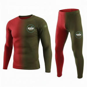 Ensemble de sous-vêtements de sport pour hommes en nylon, séchage rapide, antibactérien, respirant, taille élastique, longueur intégrale, entraînement, taille haute très élastique - Product Image 1