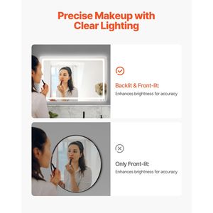 Specchio LED da Bagno 32x48 Pollici Antiappannamento con Luci Memoria e Design Retroilluminato a Gradini - Product Image 3