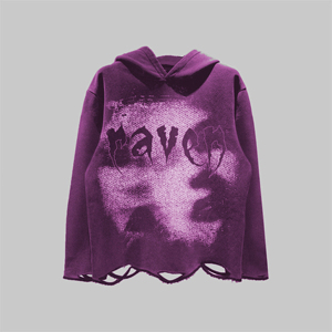Sweat-shirt court à capuche Raven Gothic, coupe oversize, design découpé, imprimé par pulvérisation, en molleton bouclette pour homme, noir, style automne - Product Image 4