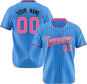 Camiseta de Béisbol Barata con Logotipo Bordado Personalizado, Diseño de Franjas Sublimadas, Camiseta de Béisbol para Hombre - Product Image 1