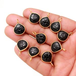 Natural Black Onyx Flower Pendant 925 Sterling <b>Silver</b> Gemstone Pendant Hand Carved Heart Charm Black Onyx Jewelry Making Supplie - Product Image 3