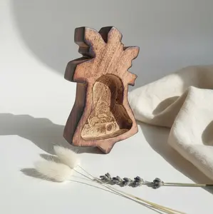 Porte-bougie classique en bois, récipient à cire de bougie, bougie artisanale en bois, décoration rustique pour bougie - Product Image 3