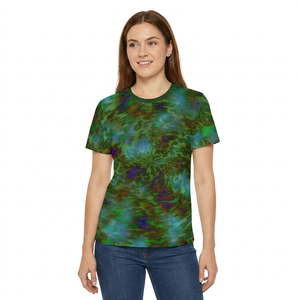 T-shirt à manches courtes pour homme, col rond, impression par sublimation, motif vert et bleu, streetwear décontracté, tissu tricoté, 100% coton, séchage rapide - Product Image 2