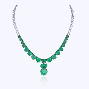 Luxury Women 925 Silver <b>Emerald</b> Cut Heart <b>Pendant</b> Necklace Wedding Fine Jewelry - Product Image 1