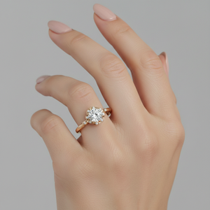 แหวนหมั้นเพชรทรงมาร์คีส์ชุบทองคำสีกุหลาบสไตล์วินเทจ พร้อมใบรับรอง - Product Image 5